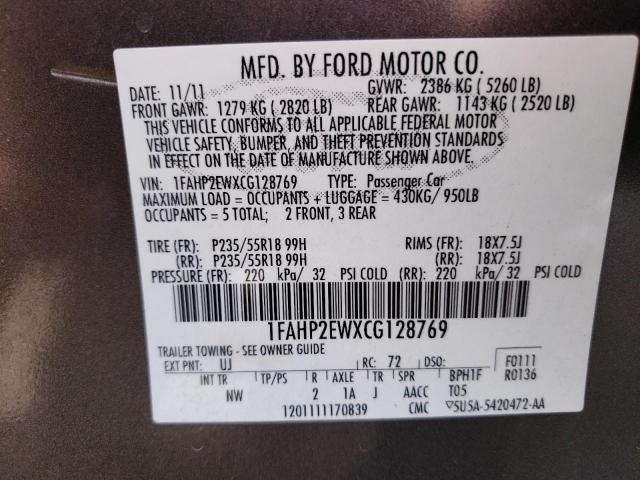 Photo 11 VIN: 1FAHP2EWXCG128769 - FORD TAURUS SEL 