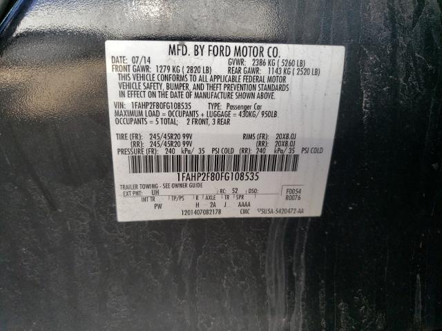 Photo 9 VIN: 1FAHP2F80FG108535 - FORD TAURUS LIM 