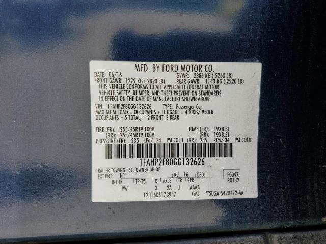 Photo 9 VIN: 1FAHP2F80GG132626 - FORD TAURUS LIM 