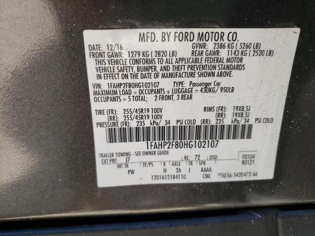 Photo 9 VIN: 1FAHP2F80HG102107 - FORD TAURUS LIM 