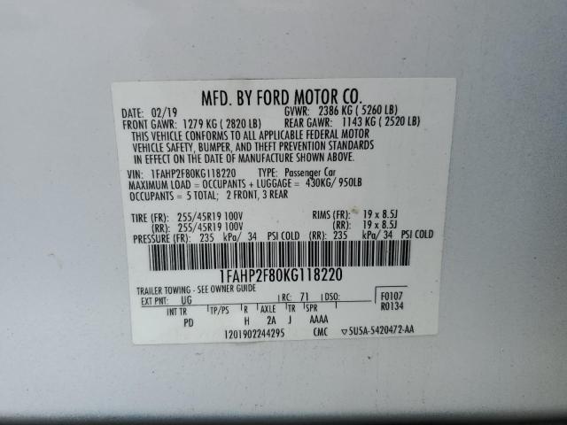 Photo 12 VIN: 1FAHP2F80KG118220 - FORD TAURUS LIM 