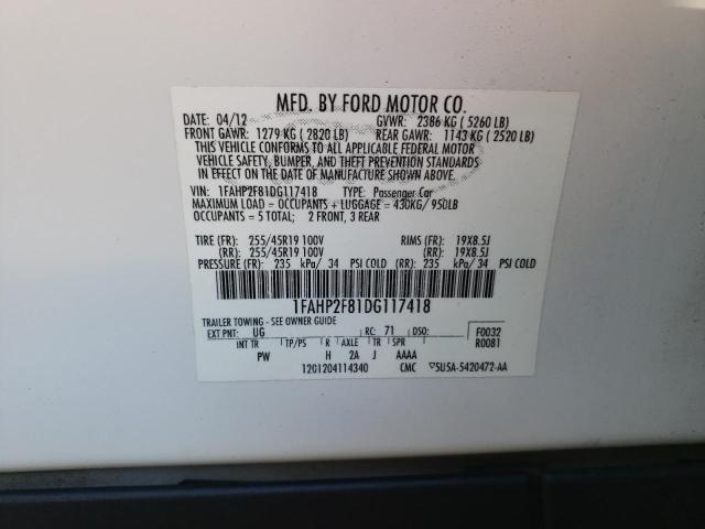 Photo 11 VIN: 1FAHP2F81DG117418 - FORD TAURUS LIM 