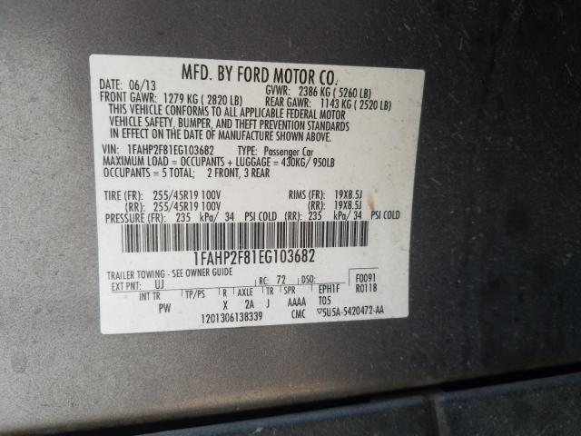 Photo 9 VIN: 1FAHP2F81EG103682 - FORD TAURUS LIM 