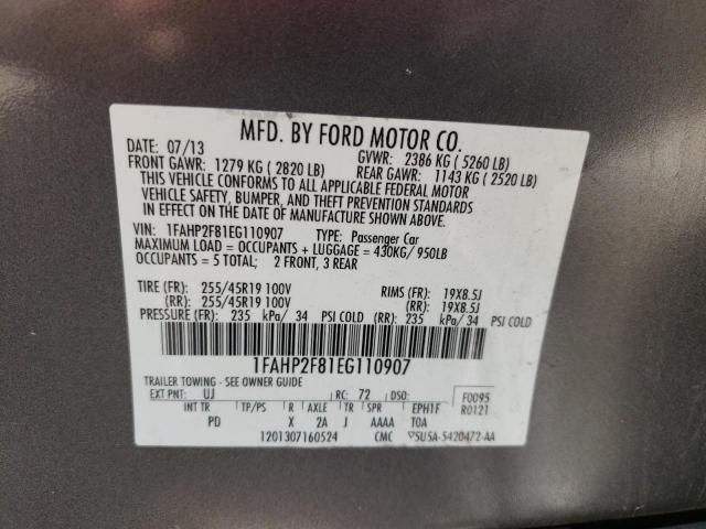 Photo 9 VIN: 1FAHP2F81EG110907 - FORD TAURUS LIM 