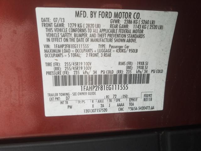 Photo 9 VIN: 1FAHP2F81EG111555 - FORD TAURUS LIM 