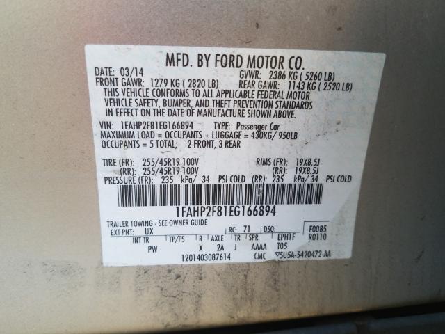 Photo 9 VIN: 1FAHP2F81EG166894 - FORD TAURUS LIM 