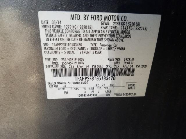 Photo 9 VIN: 1FAHP2F81EG183470 - FORD TAURUS LIM 