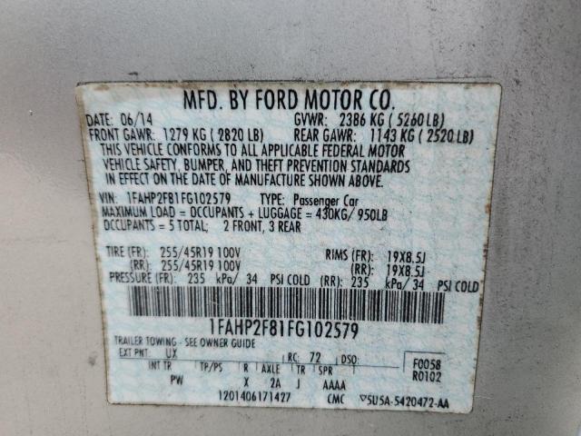 Photo 12 VIN: 1FAHP2F81FG102579 - FORD TAURUS LIM 