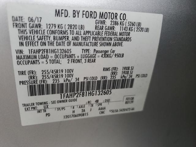 Photo 9 VIN: 1FAHP2F81HG132605 - FORD TAURUS LIM 