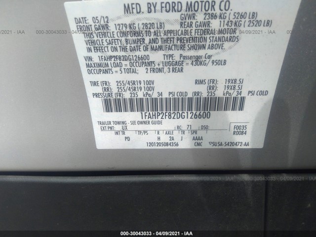 Photo 8 VIN: 1FAHP2F82DG126600 - FORD TAURUS 