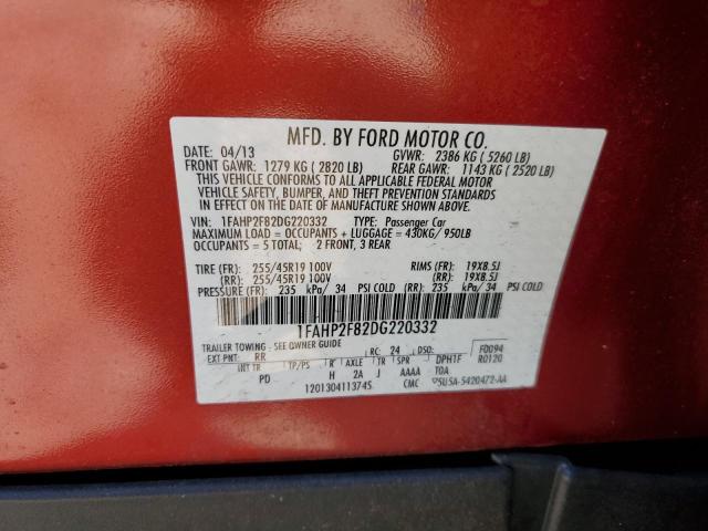 Photo 12 VIN: 1FAHP2F82DG220332 - FORD TAURUS LIM 