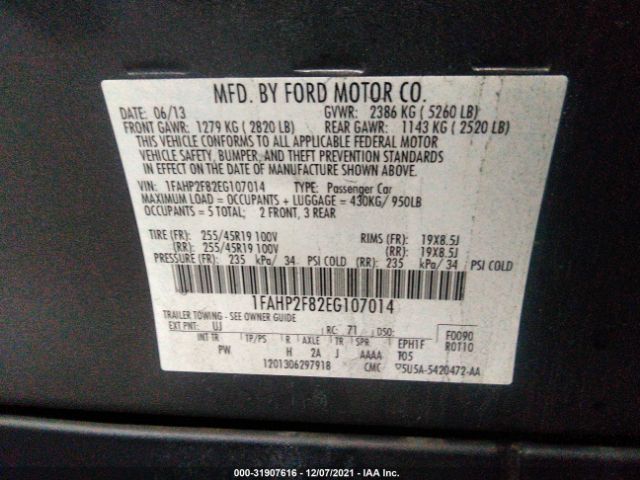 Photo 8 VIN: 1FAHP2F82EG107014 - FORD TAURUS 