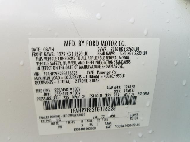 Photo 9 VIN: 1FAHP2F82FG116328 - FORD TAURUS LIM 