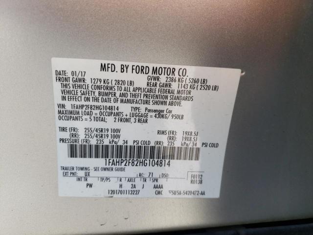 Photo 9 VIN: 1FAHP2F82HG104814 - FORD TAURUS LIM 