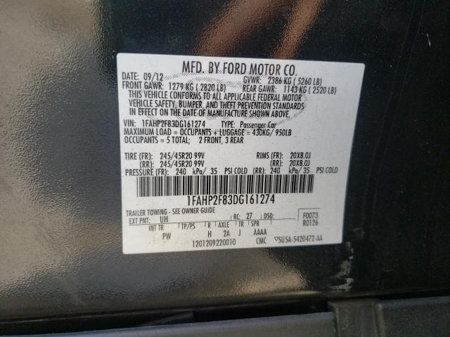 Photo 9 VIN: 1FAHP2F83DG161274 - FORD TAURUS LIM 