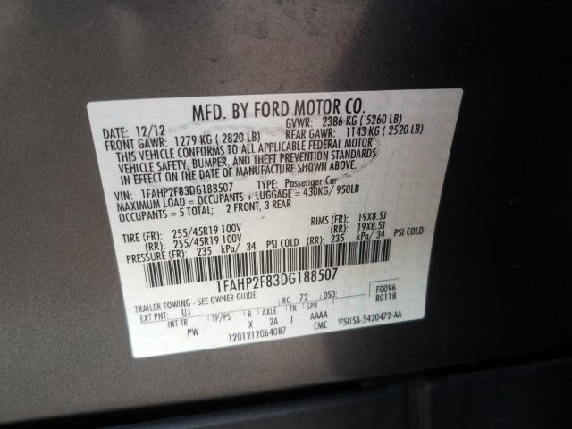 Photo 9 VIN: 1FAHP2F83DG188507 - FORD TAURUS LIM 