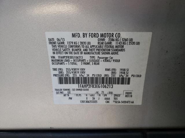 Photo 9 VIN: 1FAHP2F83EG106213 - FORD TAURUS LIM 