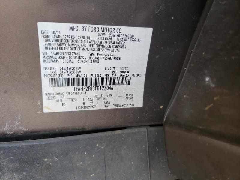 Photo 9 VIN: 1FAHP2F83FG127046 - FORD TAURUS LIM 