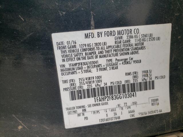 Photo 9 VIN: 1FAHP2F83GG103041 - FORD TAURUS 