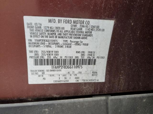 Photo 11 VIN: 1FAHP2F83GG110975 - FORD TAURUS LIM 