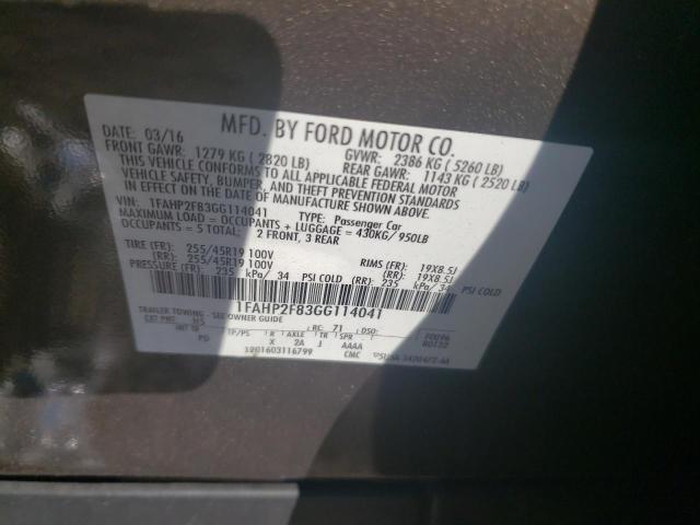 Photo 9 VIN: 1FAHP2F83GG114041 - FORD TAURUS LIM 