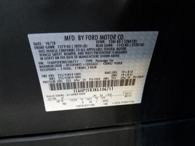 Photo 9 VIN: 1FAHP2F83KG106711 - FORD TAURUS LIM 