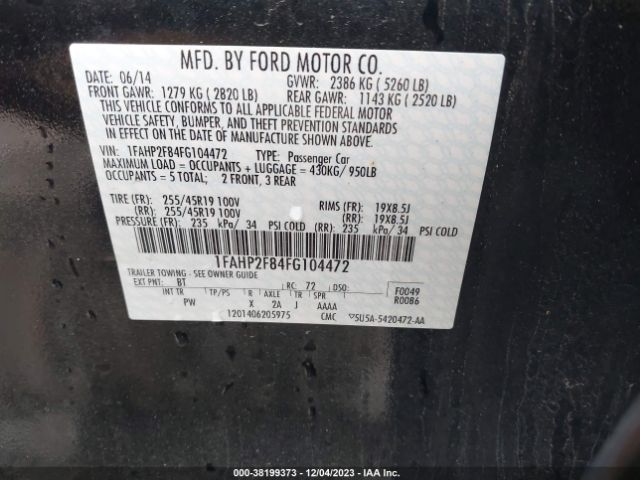 Photo 8 VIN: 1FAHP2F84FG104472 - FORD TAURUS 