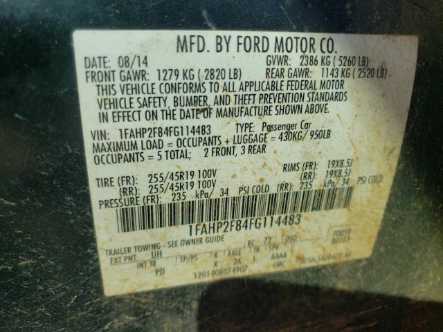 Photo 9 VIN: 1FAHP2F84FG114483 - FORD TAURUS LIM 