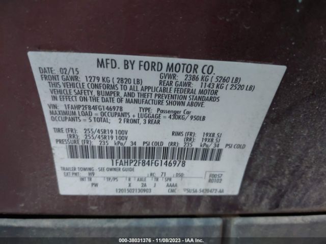 Photo 8 VIN: 1FAHP2F84FG146978 - FORD TAURUS 