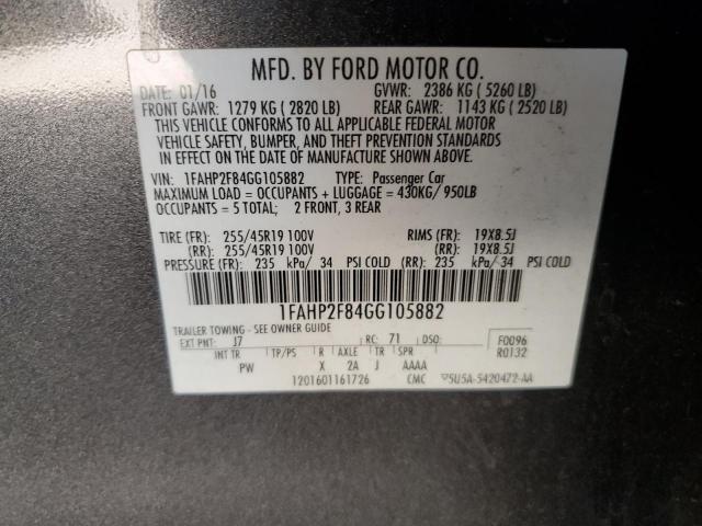 Photo 11 VIN: 1FAHP2F84GG105882 - FORD TAURUS LIM 