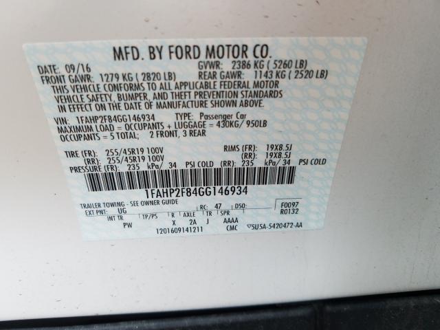 Photo 9 VIN: 1FAHP2F84GG146934 - FORD TAURUS LIM 