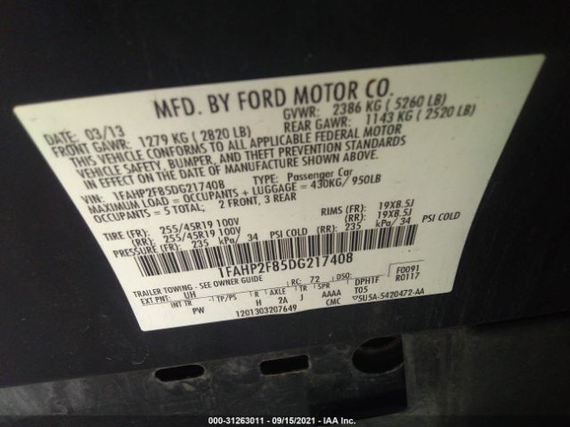 Photo 8 VIN: 1FAHP2F85DG217408 - FORD TAURUS 