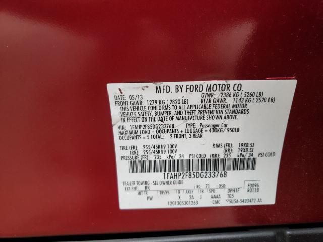 Photo 9 VIN: 1FAHP2F85DG233768 - FORD TAURUS LIM 