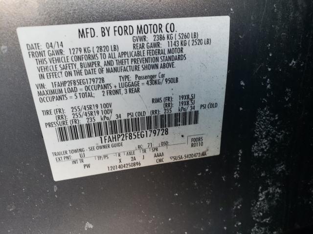 Photo 9 VIN: 1FAHP2F85EG179728 - FORD TAURUS LIM 