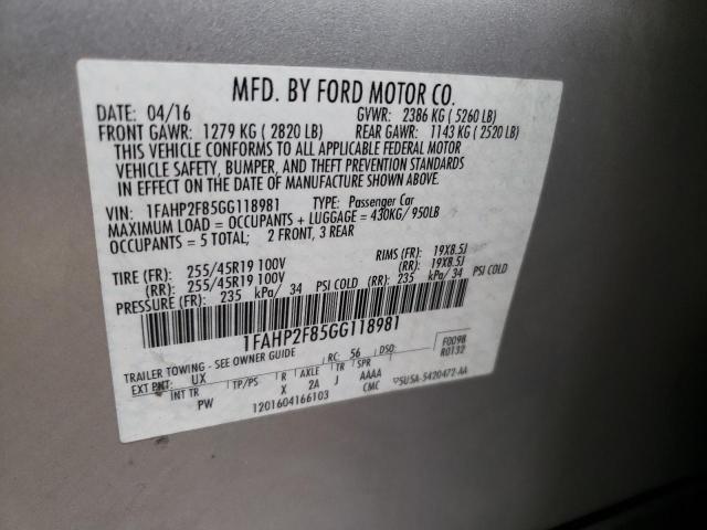 Photo 9 VIN: 1FAHP2F85GG118981 - FORD TAURUS LIM 