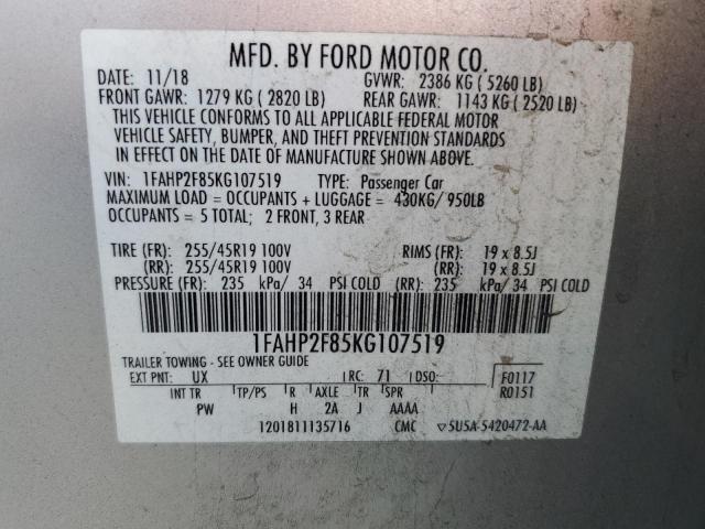 Photo 11 VIN: 1FAHP2F85KG107519 - FORD TAURUS LIM 