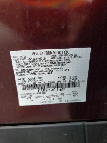 Photo 12 VIN: 1FAHP2F85KG111649 - FORD TAURUS LIM 