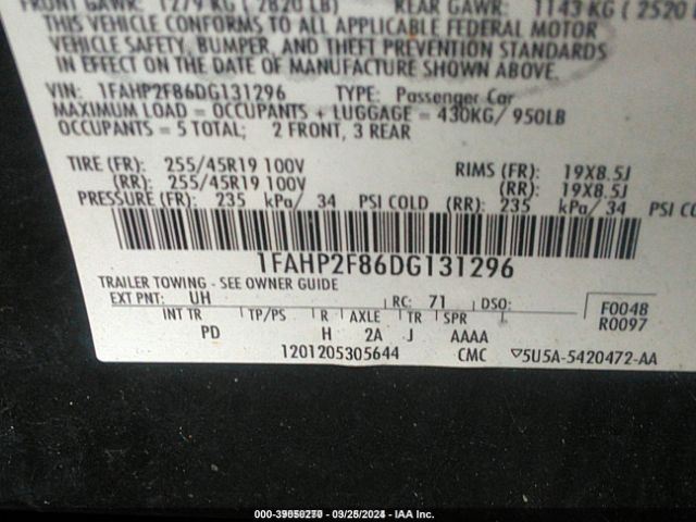 Photo 8 VIN: 1FAHP2F86DG131296 - FORD TAURUS 