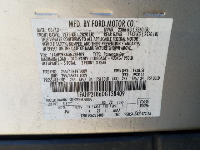 Photo 9 VIN: 1FAHP2F86DG138409 - FORD TAURUS LIM 