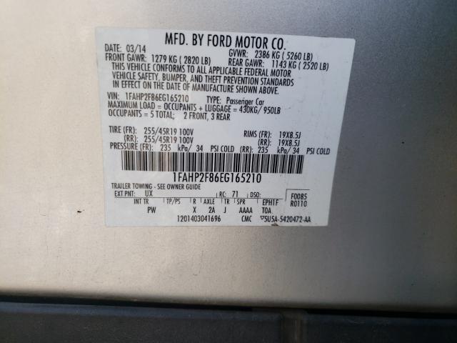 Photo 9 VIN: 1FAHP2F86EG165210 - FORD TAURUS LIM 