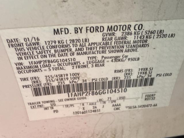 Photo 9 VIN: 1FAHP2F86GG104510 - FORD TAURUS LIM 