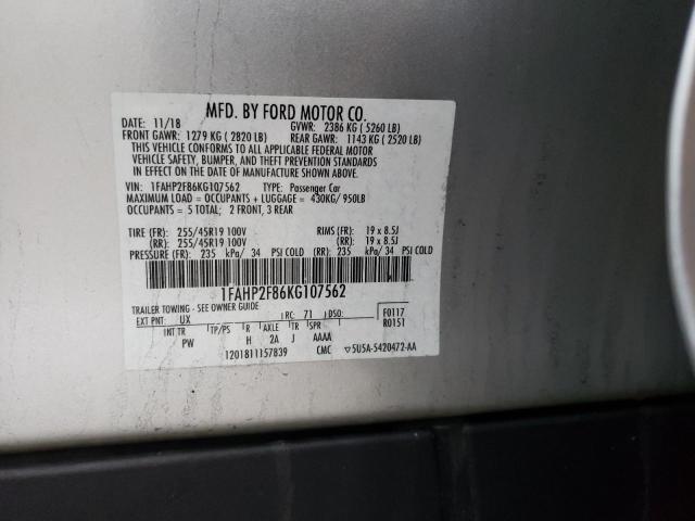 Photo 9 VIN: 1FAHP2F86KG107562 - FORD TAURUS LIM 