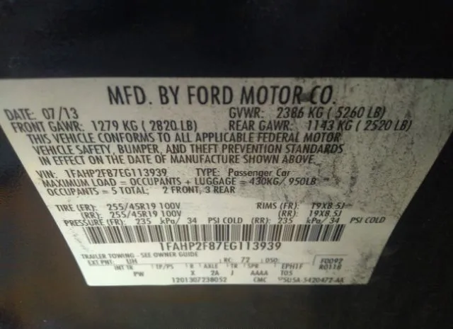 Photo 8 VIN: 1FAHP2F87EG113939 - FORD TAURUS 