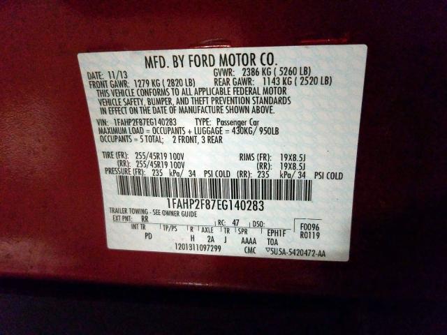 Photo 9 VIN: 1FAHP2F87EG140283 - FORD TAURUS LIM 