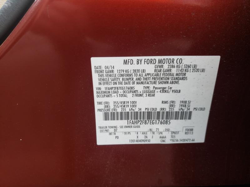 Photo 9 VIN: 1FAHP2F87EG176085 - FORD TAURUS LIM 