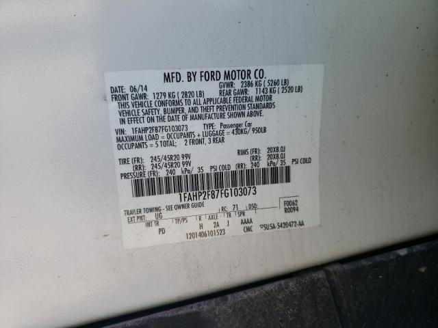 Photo 9 VIN: 1FAHP2F87FG103073 - FORD TAURUS LIM 