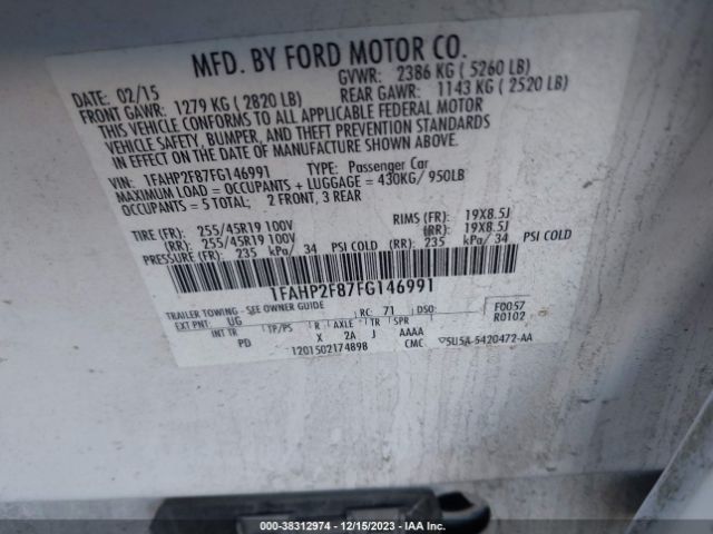 Photo 8 VIN: 1FAHP2F87FG146991 - FORD TAURUS 