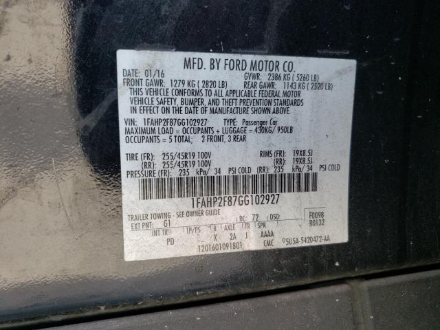 Photo 9 VIN: 1FAHP2F87GG102927 - FORD TAURUS LIM 