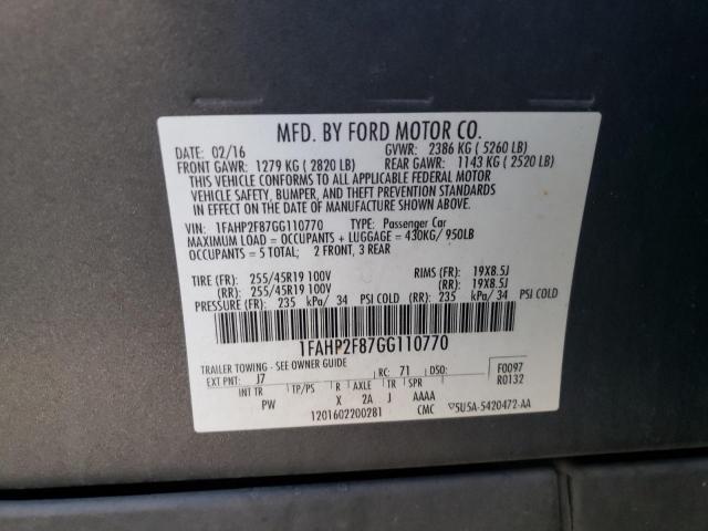 Photo 11 VIN: 1FAHP2F87GG110770 - FORD TAURUS LIM 