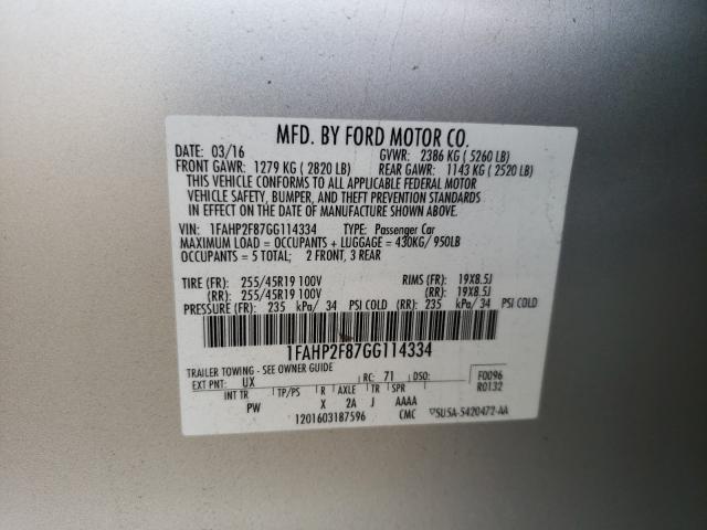 Photo 9 VIN: 1FAHP2F87GG114334 - FORD TAURUS LIM 